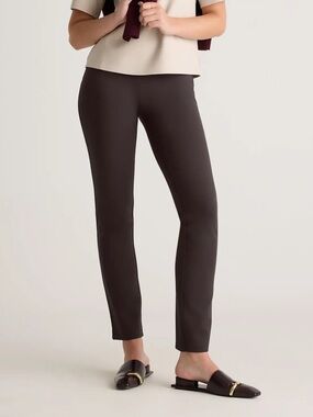 Quince Espresso Ultra-Stretch Ponte Straight Leg Pants Size Medium Petite